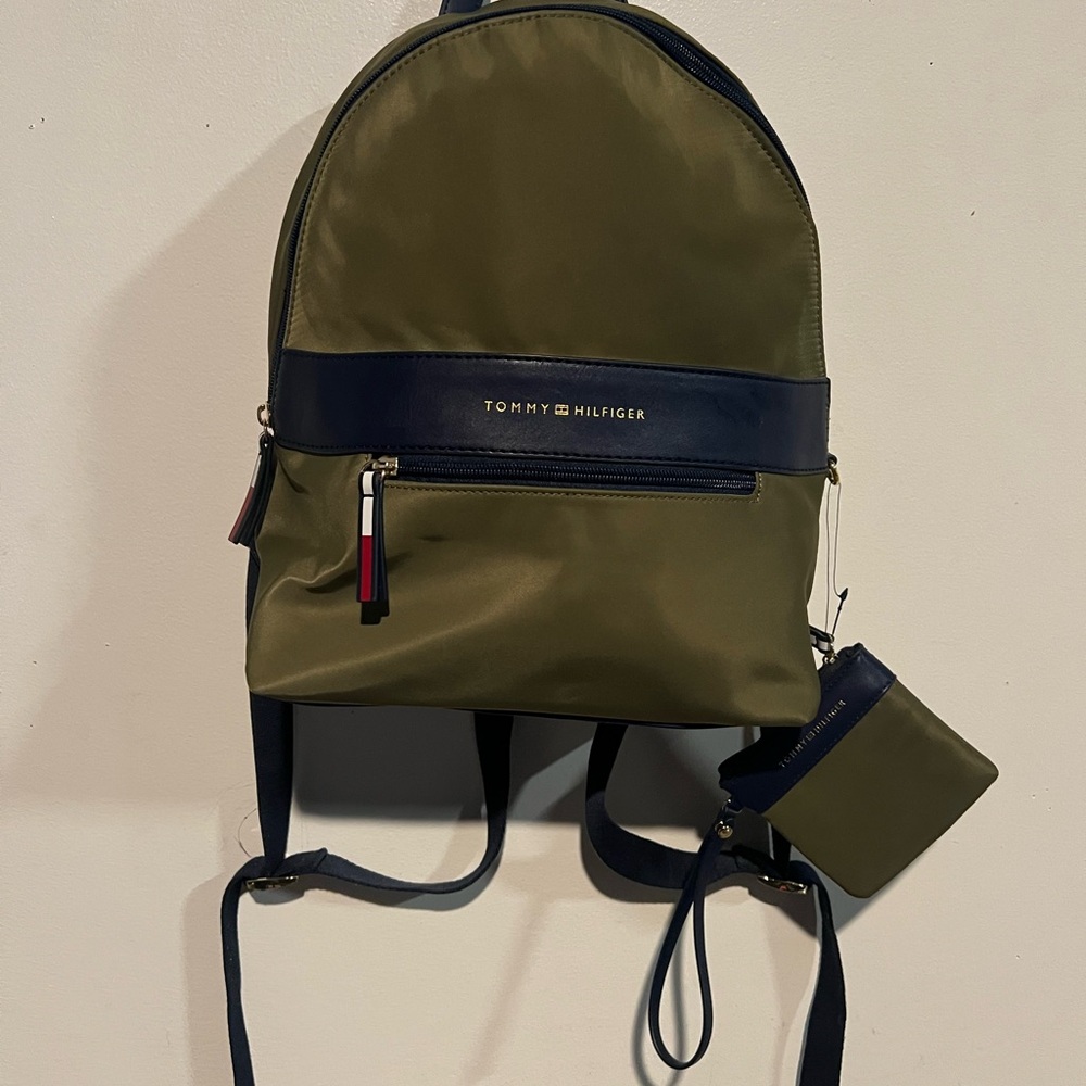 Tommy Hilfiger Green and Blue Backpack